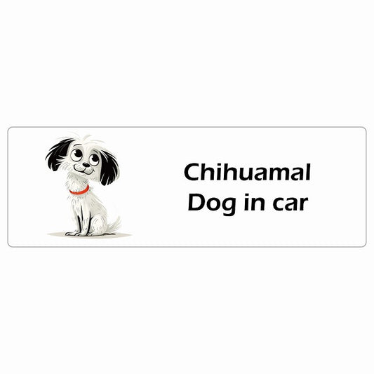 Chihuamal チワマル Dog IN CAR ステッカー アメリカン カートゥーン スタイル アニメ風 長方形 シール カーステッカー
