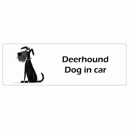 Deerhound ディアハウンド Dog IN CAR ステッカー アメリカン カートゥーン スタイル アニメ風 長方形 シール カーステッカー