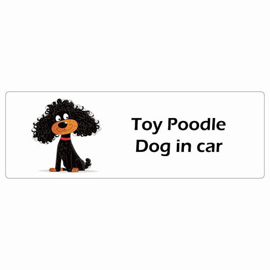 Toy Poodle トイプードル Dog IN CAR ステッカー アメリカン カートゥーン スタイル アニメ風 長方形 シール カーステッカー