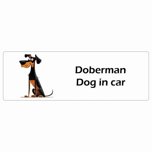 Doberman ドーベルマン Dog IN CAR ステッカー アメリカン カートゥーン スタイル アニメ風 長方形 シール カーステッカー