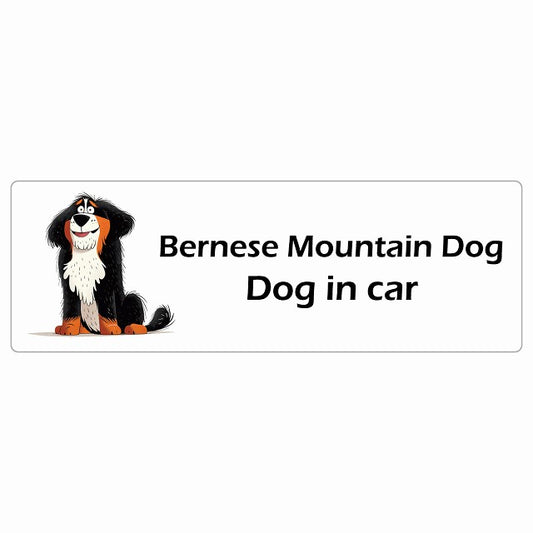 Bernese Mountain Dog バーニーズマウンテンドッグ IN CAR ステッカー アメリカン カートゥーン スタイル アニメ風 長方形 シール カーステッカー