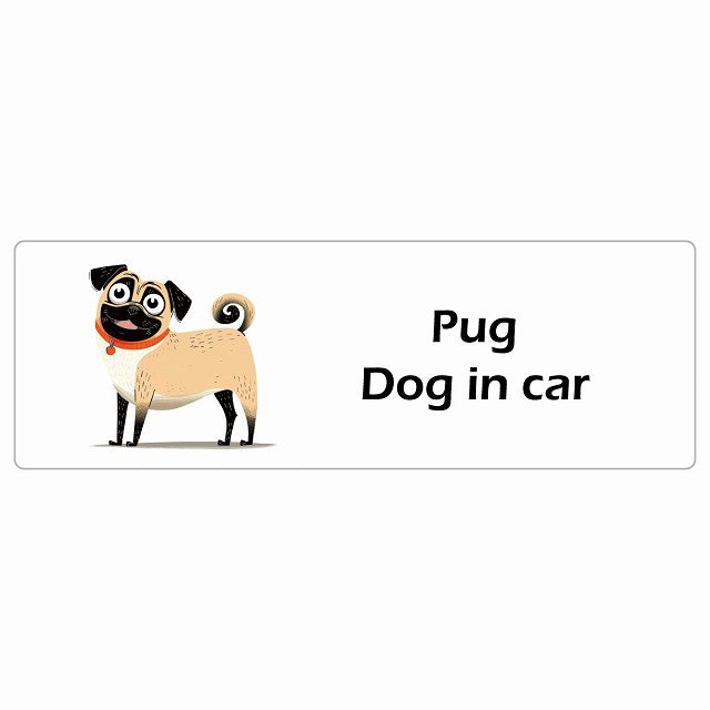 Pug パグ Dog IN CAR ステッカー アメリカン カートゥーン スタイル アニメ風 長方形 シール カーステッカー