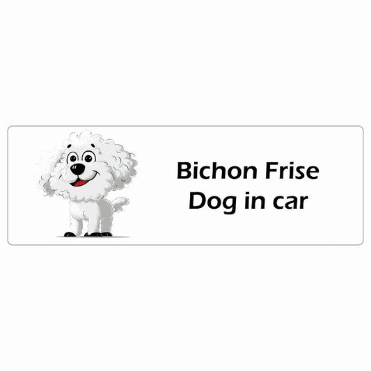 Bichon Frise ビションフリーゼ Dog IN CAR ステッカー アメリカン カートゥーン スタイル アニメ風 長方形 シール カーステッカー