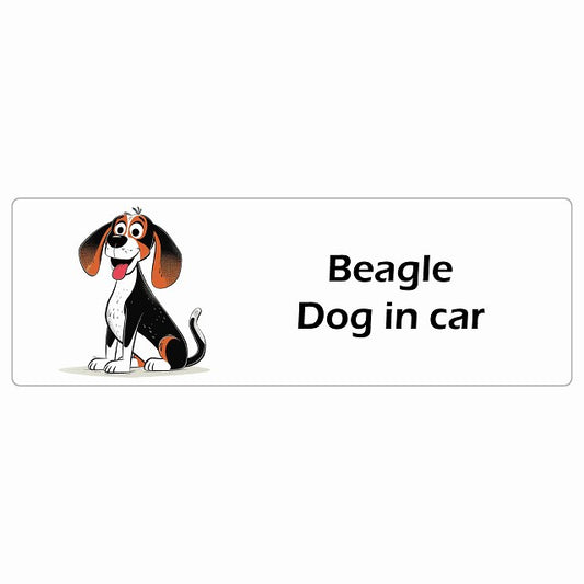 Beagle ビーグル Dog IN CAR ステッカー アメリカン カートゥーン スタイル アニメ風 長方形 シール カーステッカー