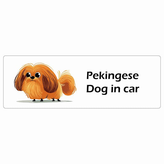 Pekingese ペキニーズ Dog IN CAR ステッカー アメリカン カートゥーン スタイル アニメ風 長方形 シール カーステッカー
