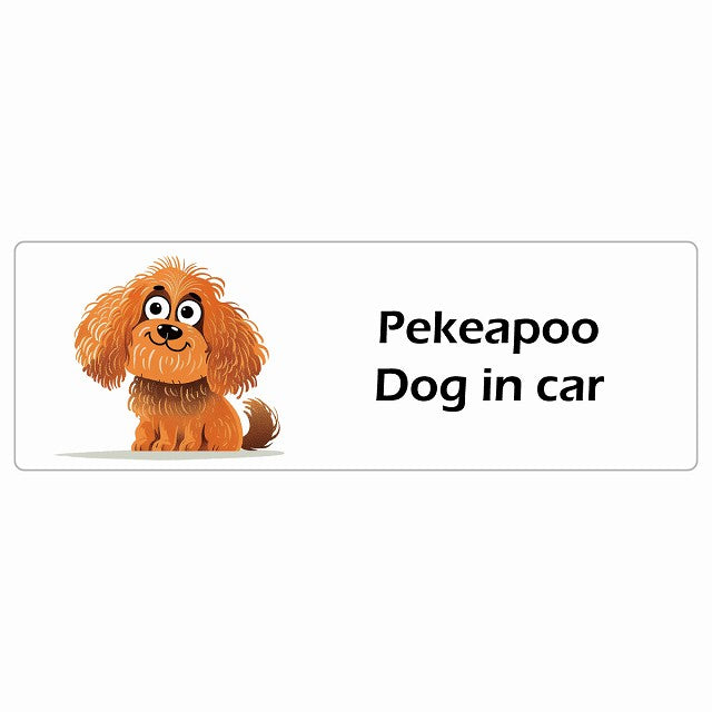 Pekeapoo ペキプー Dog IN CAR ステッカー アメリカン カートゥーン スタイル アニメ風 長方形 シール カーステッカー