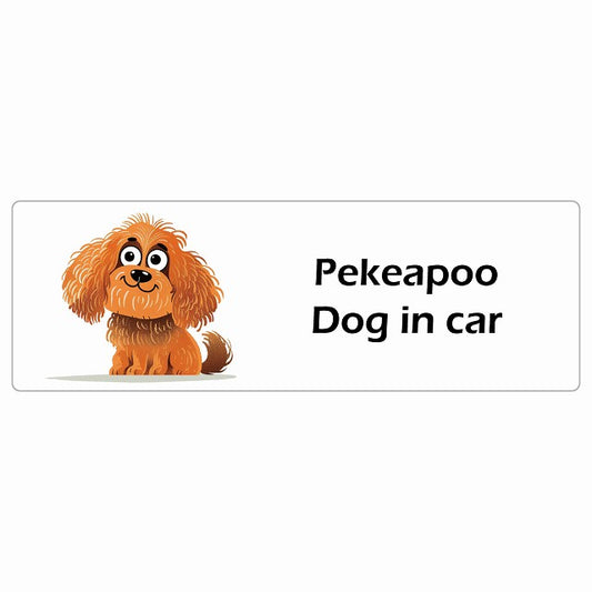 Pekeapoo ペキプー Dog IN CAR ステッカー アメリカン カートゥーン スタイル アニメ風 長方形 シール カーステッカー
