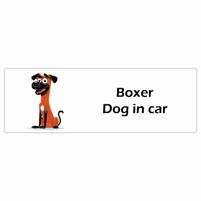 Boxer ボクサー Dog IN CAR ステッカー アメリカン カートゥーン スタイル アニメ風 長方形 シール カーステッカー