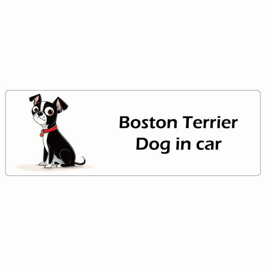 Boston Terrier ボストンテリア Dog IN CAR ステッカー アメリカン カートゥーン スタイル アニメ風 長方形 シール カーステッカー