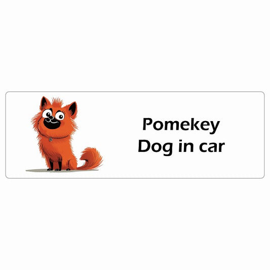 Pomekey ポメキー Dog IN CAR ステッカー アメリカン カートゥーン スタイル アニメ風 長方形 シール カーステッカー
