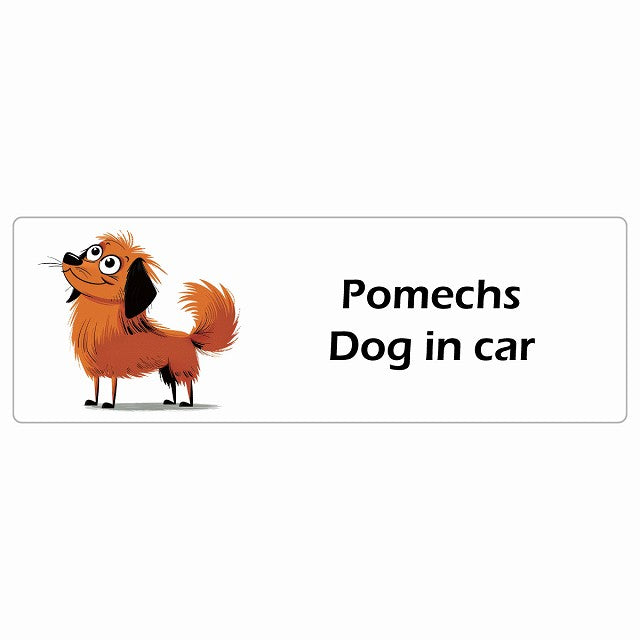 Pomechs ポメックス Dog IN CAR ステッカー アメリカン カートゥーン スタイル アニメ風 長方形 シール カーステッカー