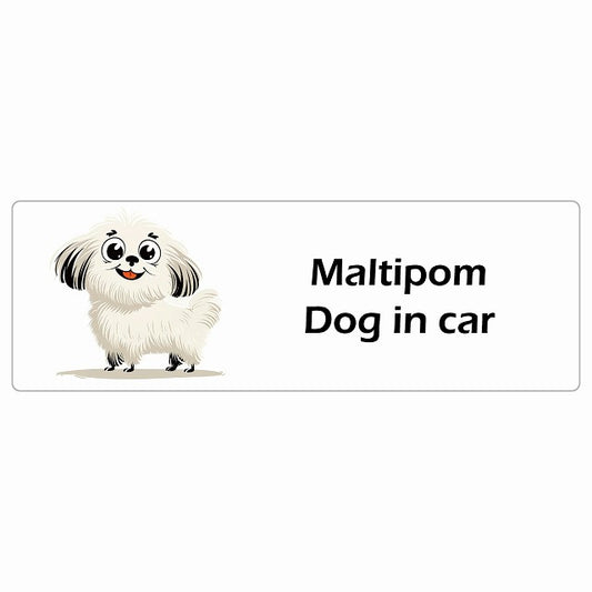 Maltipom ポメマル Dog IN CAR ステッカー アメリカン カートゥーン スタイル アニメ風 長方形 シール カーステッカー