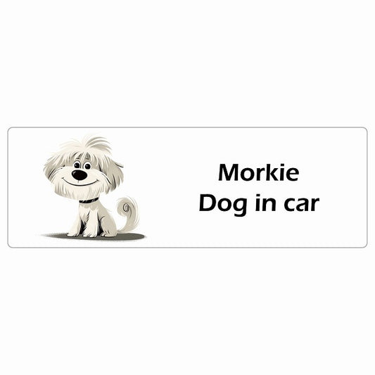Morkie マルーキー Dog IN CAR ステッカー アメリカン カートゥーン スタイル アニメ風 長方形 シール カーステッカー
