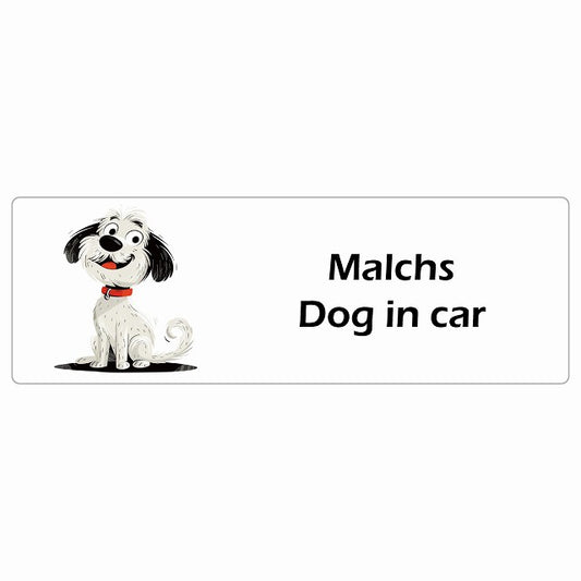 Malchs マルックス Dog IN CAR ステッカー アメリカン カートゥーン スタイル アニメ風 長方形 シール カーステッカー