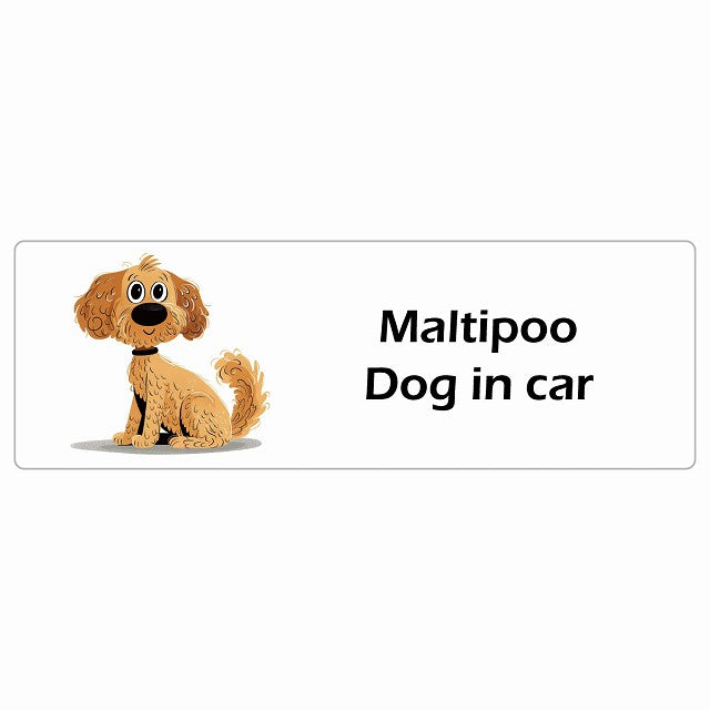 Maltipoo マルプー Dog IN CAR ステッカー アメリカン カートゥーン スタイル アニメ風 長方形 シール カーステッカー