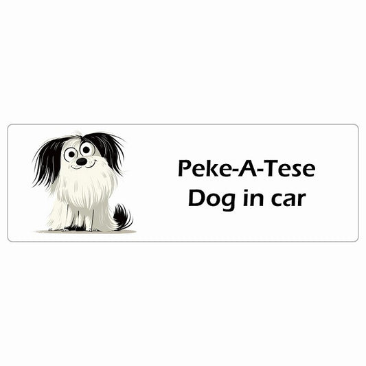 Peke-A-Tese マルペキ Dog IN CAR ステッカー アメリカン カートゥーン スタイル アニメ風 長方形 シール カーステッカー
