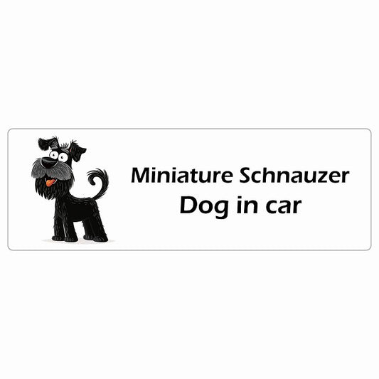Miniature Schnauzer ミニチュアシュナウザー Dog IN CAR ステッカー アメリカン カートゥーン スタイル アニメ風 長方形 シール カーステッカー