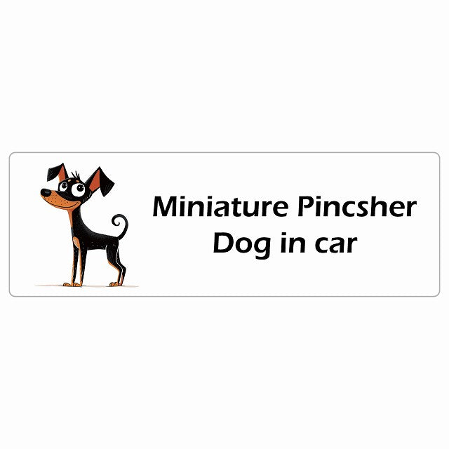 Miniature Pincsher ミニチュアピンシャー Dog IN CAR ステッカー アメリカン カートゥーン スタイル アニメ風 長方形 シール カーステッカー