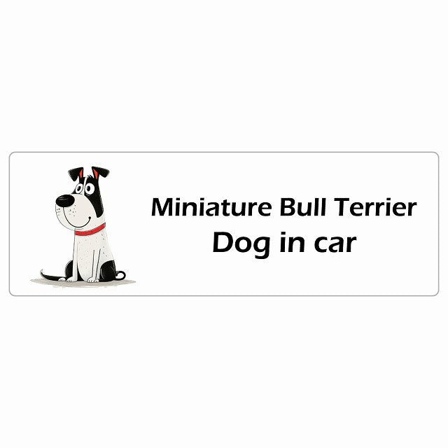Miniature Bull Terrier ミニチュアブルテリア Dog IN CAR ステッカー アメリカン カートゥーン スタイル アニメ風 長方形 シール カーステッカー