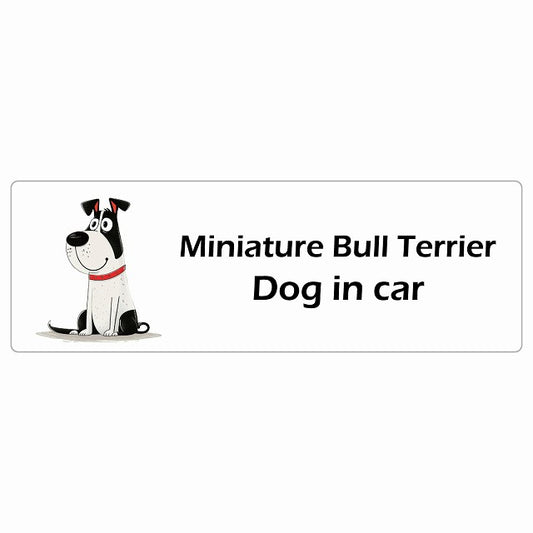 Miniature Bull Terrier ミニチュアブルテリア Dog IN CAR ステッカー アメリカン カートゥーン スタイル アニメ風 長方形 シール カーステッカー