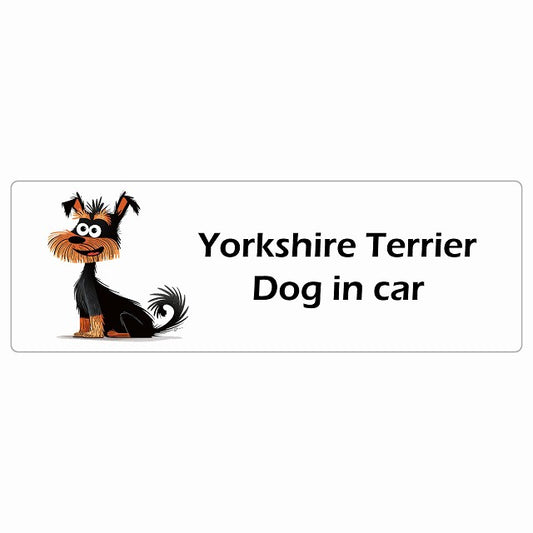 Yorkshire Terrier ヨークシャテリア Dog IN CAR ステッカー アメリカン カートゥーン スタイル アニメ風 長方形 シール カーステッカー