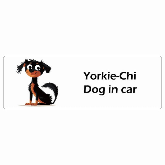 Yorkie-Chi ヨーチー Dog IN CAR ステッカー アメリカン カートゥーン スタイル アニメ風 長方形 シール カーステッカー