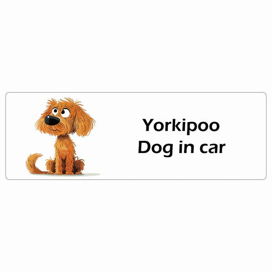 Yorkipoo ヨープー Dog IN CAR ステッカー アメリカン カートゥーン スタイル アニメ風 長方形 シール カーステッカー