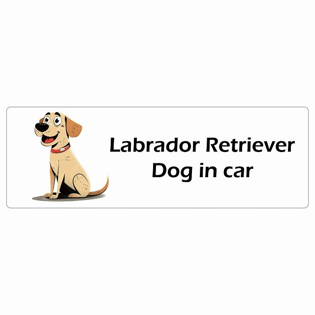 Labrador Retriever ラブラドルレトリバー Dog IN CAR ステッカー アメリカン カートゥーン スタイル アニメ風 長方形 シール カーステッカー
