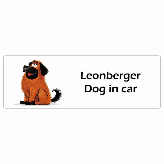 Leonberger レオンベルガー Dog IN CAR ステッカー アメリカン カートゥーン スタイル アニメ風 長方形 シール カーステッカー
