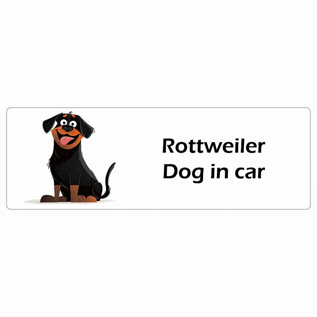 Rottweiler ロットワイラー Dog IN CAR ステッカー アメリカン カートゥーン スタイル アニメ風 長方形 シール カーステッカー