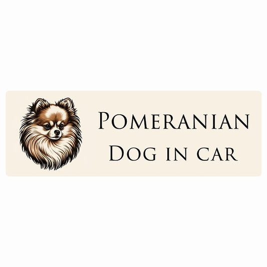 イラスト付 Dog in Car ポメラニアン Aタイプ ステッカー 長方形 シール カーステッカー
