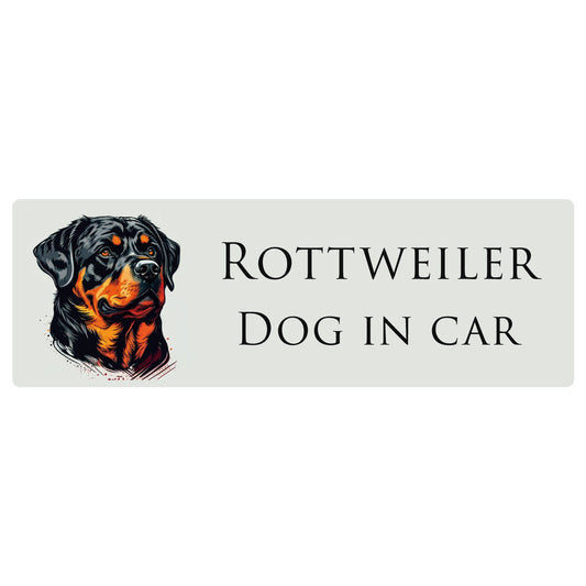 イラスト付 Dog in Car ロットワイラー Aタイプ ステッカー 長方形 シール カーステッカー
