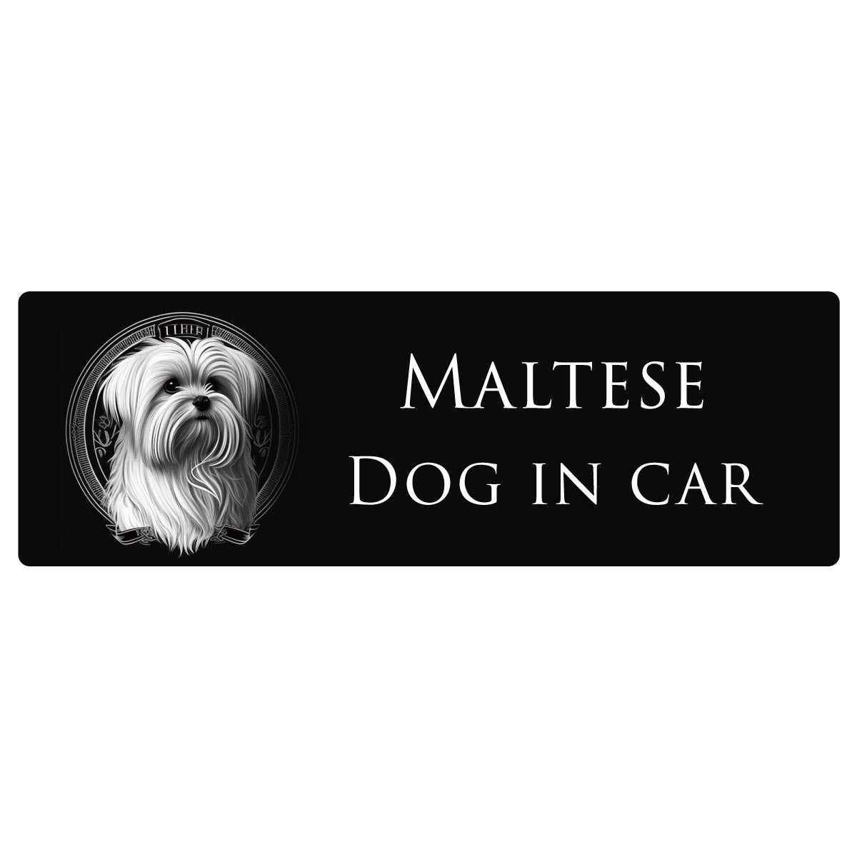 イラスト付 Dog in Car マルチーズ B タイプ ステッカー 長方形 シール カーステッカー