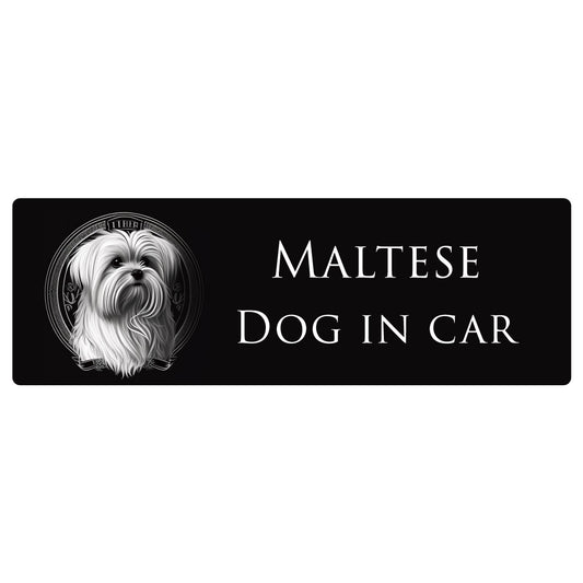 イラスト付 Dog in Car マルチーズ B タイプ ステッカー 長方形 シール カーステッカー