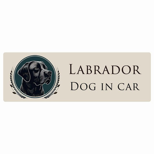 イラスト付 Dog in Car ラブラドール B タイプ ステッカー 長方形 シール カーステッカー