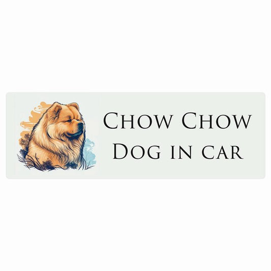 イラスト付 Dog in Car チャウチャウ Aタイプ ステッカー 長方形 シール カーステッカー