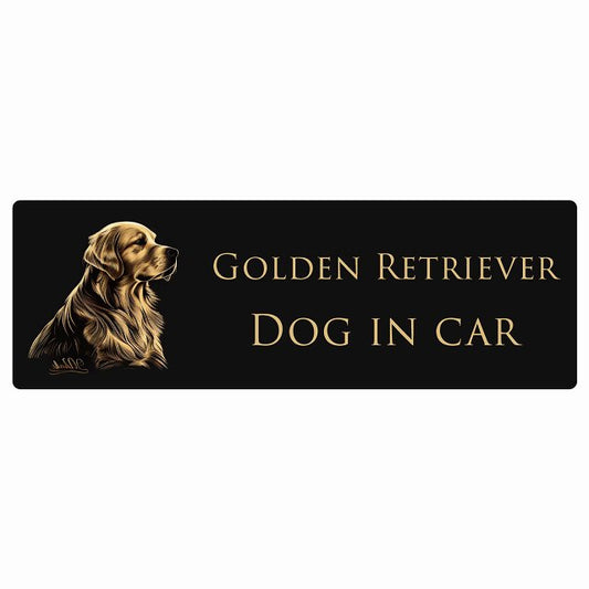 イラスト付 Dog in Car ゴールデンレトリバー Aタイプ ステッカー 長方形 シール カーステッカー