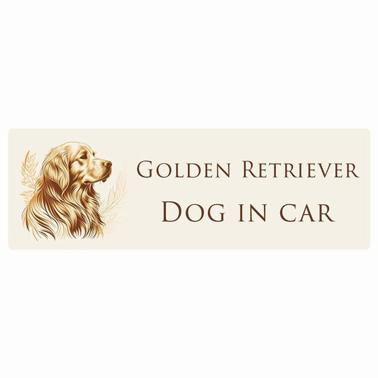 イラスト付 Dog in Car ゴールデンレトリバー B タイプ ステッカー 長方形 シール カーステッカー