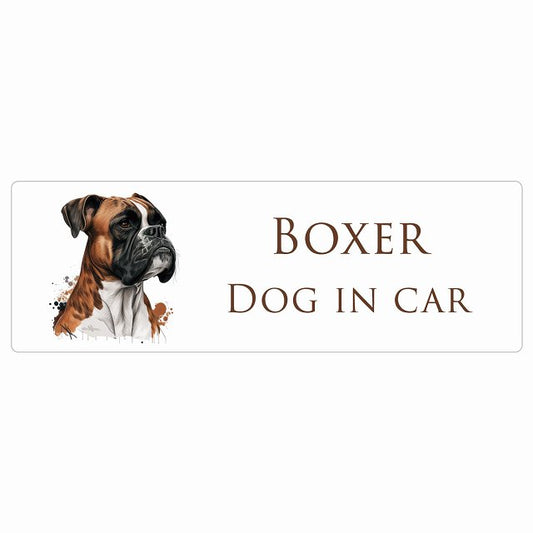 イラスト付 Dog in Car ボクサー Aタイプ ステッカー 長方形 シール カーステッカー