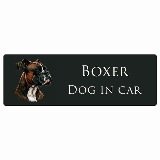 イラスト付 Dog in Car ボクサー B タイプ ステッカー 長方形 シール カーステッカー