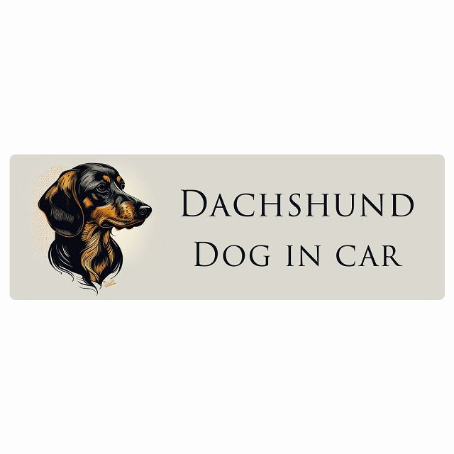 イラスト付 Dog in Car ダックスフント Aタイプ ステッカー 長方形 シール カーステッカー