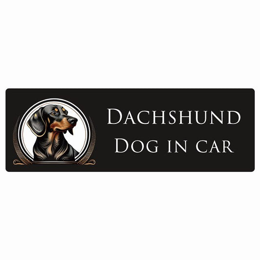イラスト付 Dog in Car ダックスフント B タイプ ステッカー 長方形 シール カーステッカー