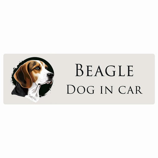 イラスト付 Dog in Car ビーグル Aタイプ ステッカー 長方形 シール カーステッカー