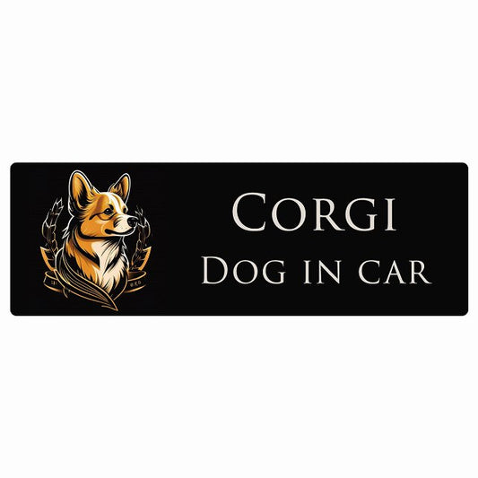 イラスト付 Dog in Car コーギー B タイプ ステッカー 長方形 シール カーステッカー