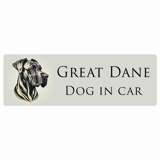 イラスト付 Dog in Car グレートデン Aタイプ ステッカー 長方形 シール カーステッカー