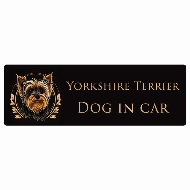 イラスト付 Dog in Car ヨークシャーテリア Aタイプ ステッカー 長方形 シール カーステッカー