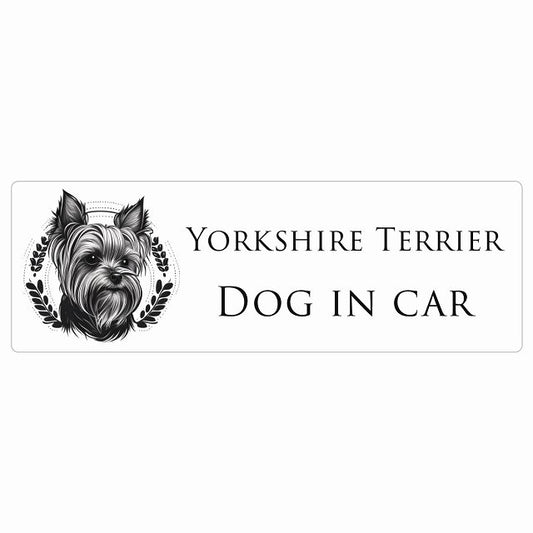 イラスト付 Dog in Car ヨークシャーテリア B タイプ ステッカー 長方形 シール カーステッカー