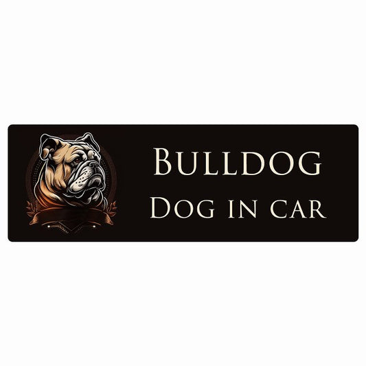 イラスト付 Dog in Car ブルドッグ B タイプ ステッカー 長方形 シール カーステッカー