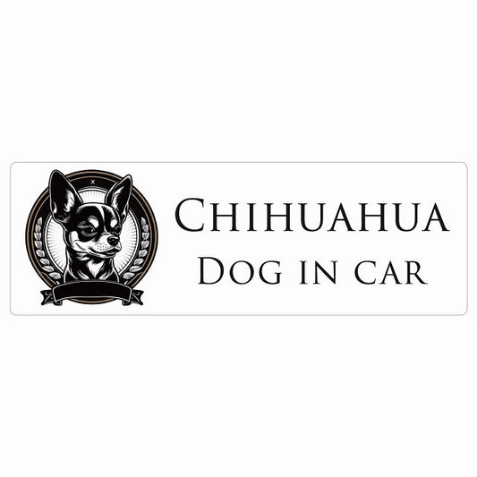 イラスト付 Dog in Car チワワ Aタイプ ステッカー 長方形 シール カーステッカー