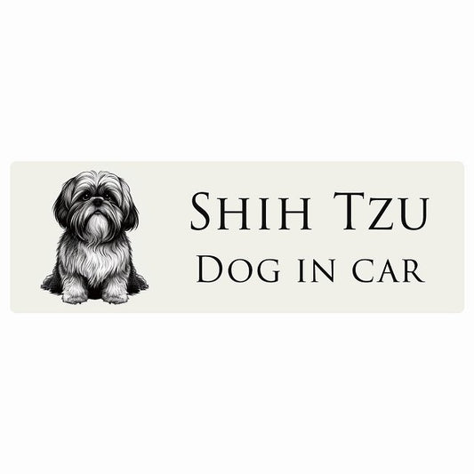 イラスト付 Dog in Car シーズー B タイプ ステッカー 長方形 シール カーステッカー